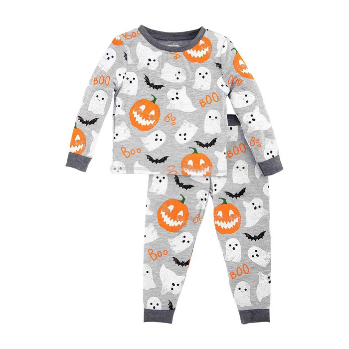 Toddler Gray Glow in The Dark Halloween Pajama Set--Lemons and Limes Boutique