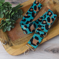 Adjustable Bag Strap 2 inch Leopard Pattern-Turquoise-Lemons and Limes Boutique