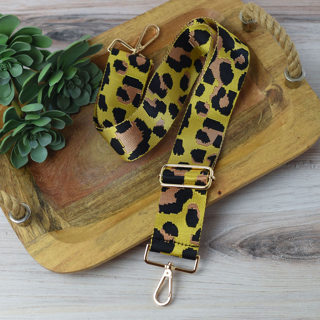 Adjustable Bag Strap 2 inch Leopard Pattern-Yellow-Lemons and Limes Boutique