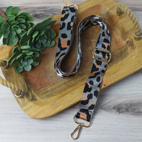 Adjustable Bag Strap 1.5 inch Leopard Pattern-Charcoal-Lemons and Limes Boutique