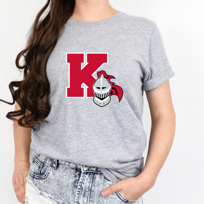 Kings K and Helmet on Athletic Heather Grey Short Sleeve Tee--Lemons and Limes Boutique
