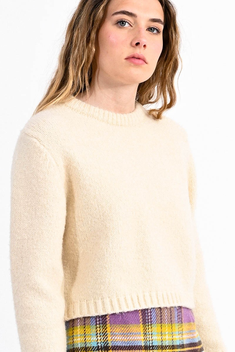 Young Ladies Knitted Sweater in Cream--Lemons and Limes Boutique