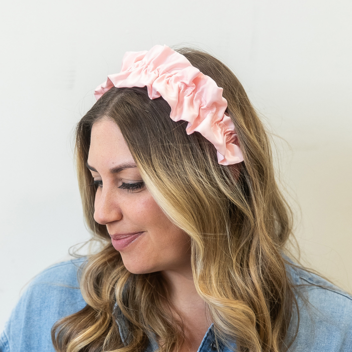 Ruffle Headband in Pink--Lemons and Limes Boutique