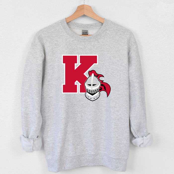 Kings K and Helmet on Athletic Grey Sweatshirt - Adult and Youth-Apparel-Lemons and Limes Boutique