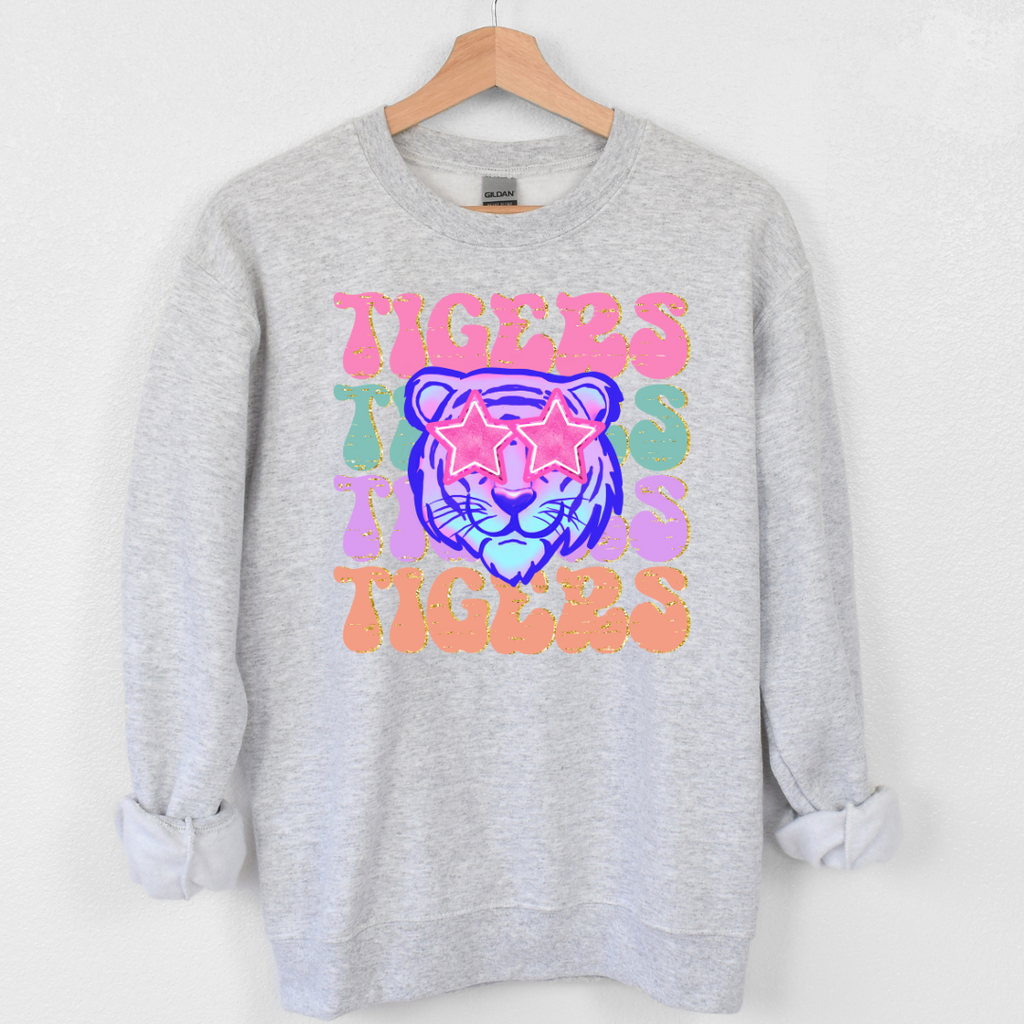 Pastel Tiger with Star Eyes Crew Lemons and Limes Boutique