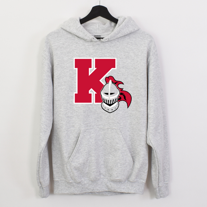 Kings K and Helmet and Knight on Athletic on Adult Grey Hoodie- Youth--Lemons and Limes Boutique