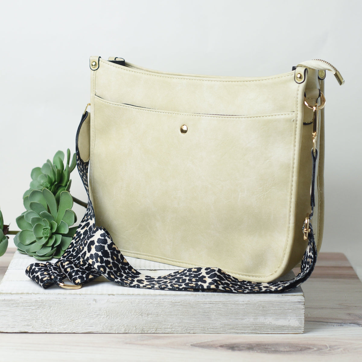 Marlee Leopard Strap Crossbody Purse-Stone-Lemons and Limes Boutique