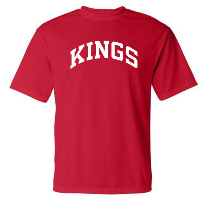 Curved Kings White Performance T-Shirt on Red - Adult--Lemons and Limes Boutique