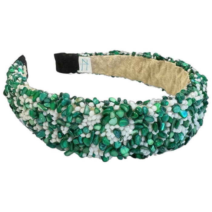 All That Glitters Headband in Green and White--Lemons and Limes Boutique