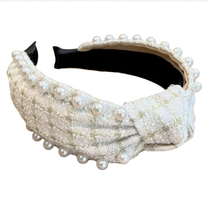 It Girl Headband Pearl in Cream--Lemons and Limes Boutique