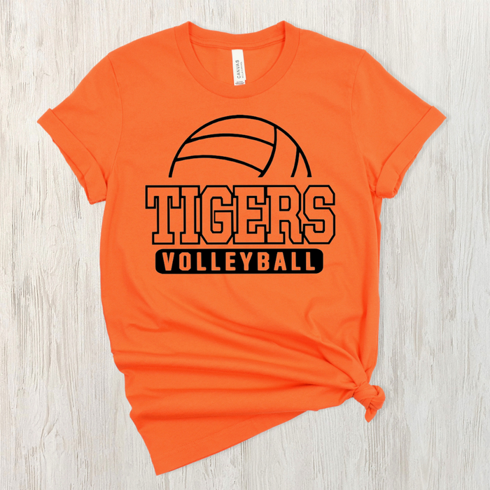 Loveland Volleyball T-Shirt on Orange Tee--Lemons and Limes Boutique