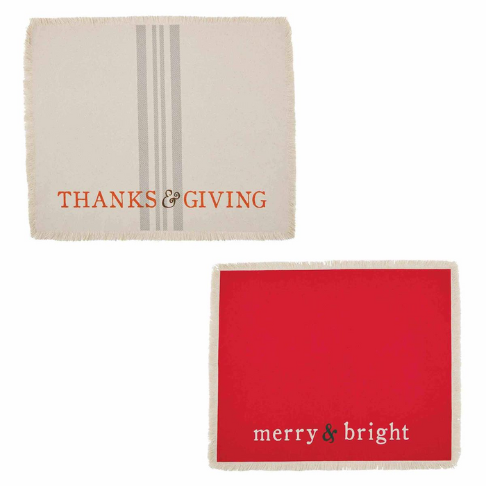 Thanksgiving/Christmas Reversible Placemat--Lemons and Limes Boutique