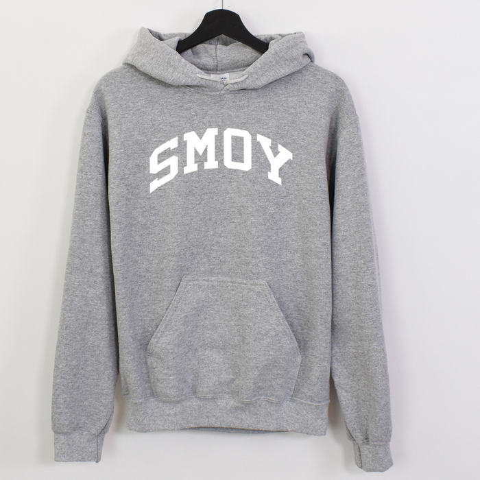 SMOY White Curved Block on Hoodie - Adult-Athletic Grey-XSmall-Lemons and Limes Boutique
