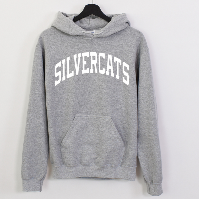 Silvercats White Curved Block on Hoodie - Adult-Athletic Grey-XSmall-Lemons and Limes Boutique