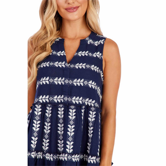 Navy Angelica Yarn-Dye Dress--Lemons and Limes Boutique