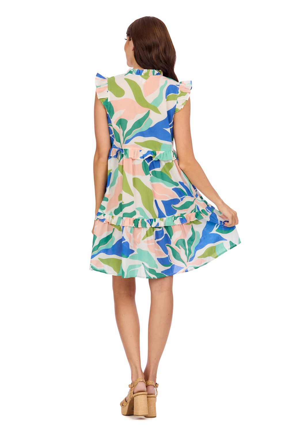 Reeves Flounce Dress in Green by Mudpie Medium
