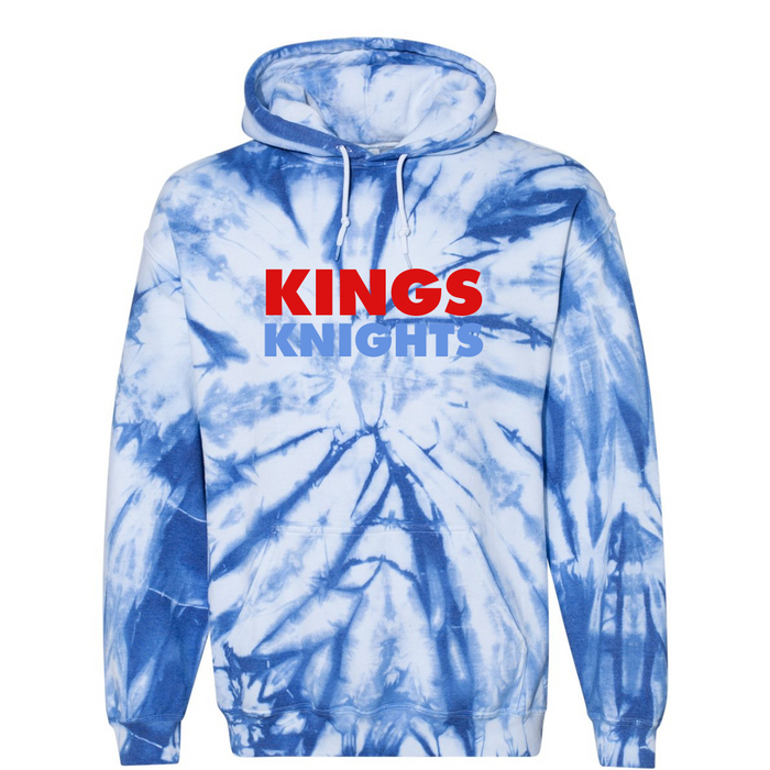 Kings Two Color Block on Blue Tie Die Hoodie - Adult and Youth--Lemons and Limes Boutique