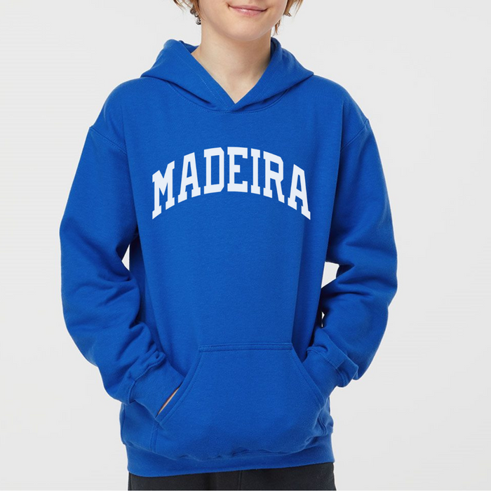 Curved Madeira White Hoodie on Blue-YOUTH--Lemons and Limes Boutique