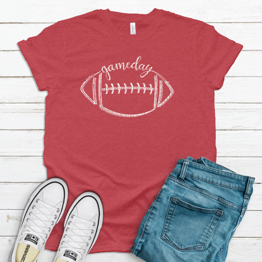 Game Day Football T-Shirt (Multiple Colors Available)-Heather Red-XS-Lemons and Limes Boutique