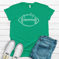 Game Day Football T-Shirt (Multiple Colors Available)-Heather Kelly Green-XS-Lemons and Limes Boutique