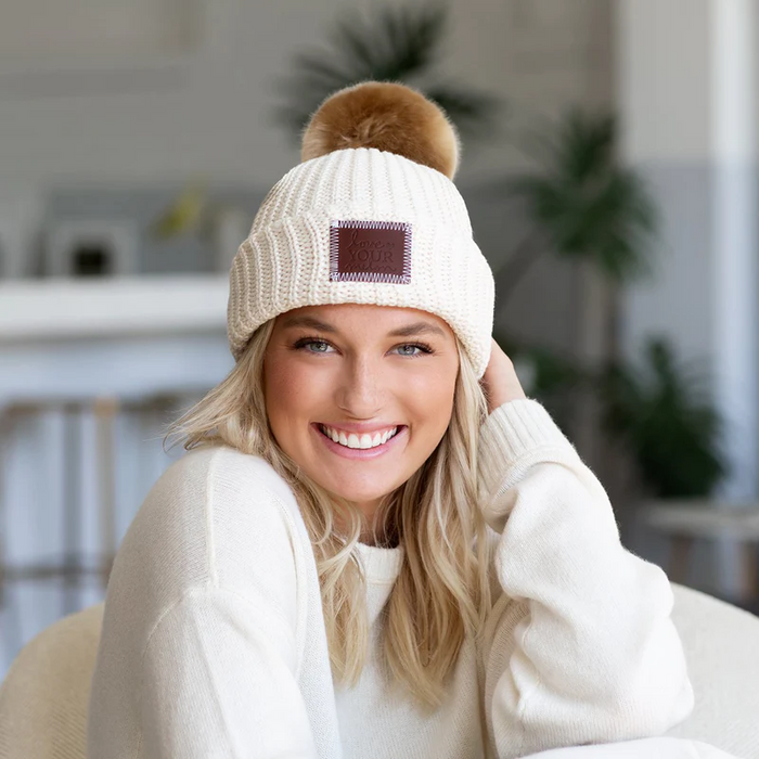 White Speckled Pom Beanie by Love Your Melon--Lemons and Limes Boutique