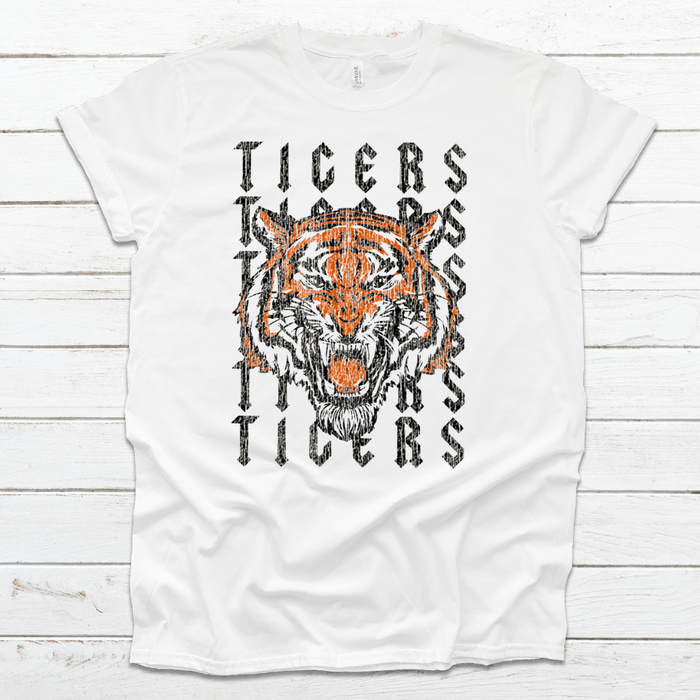Rock and Roll Tiger T-Shirt on White--Lemons and Limes Boutique