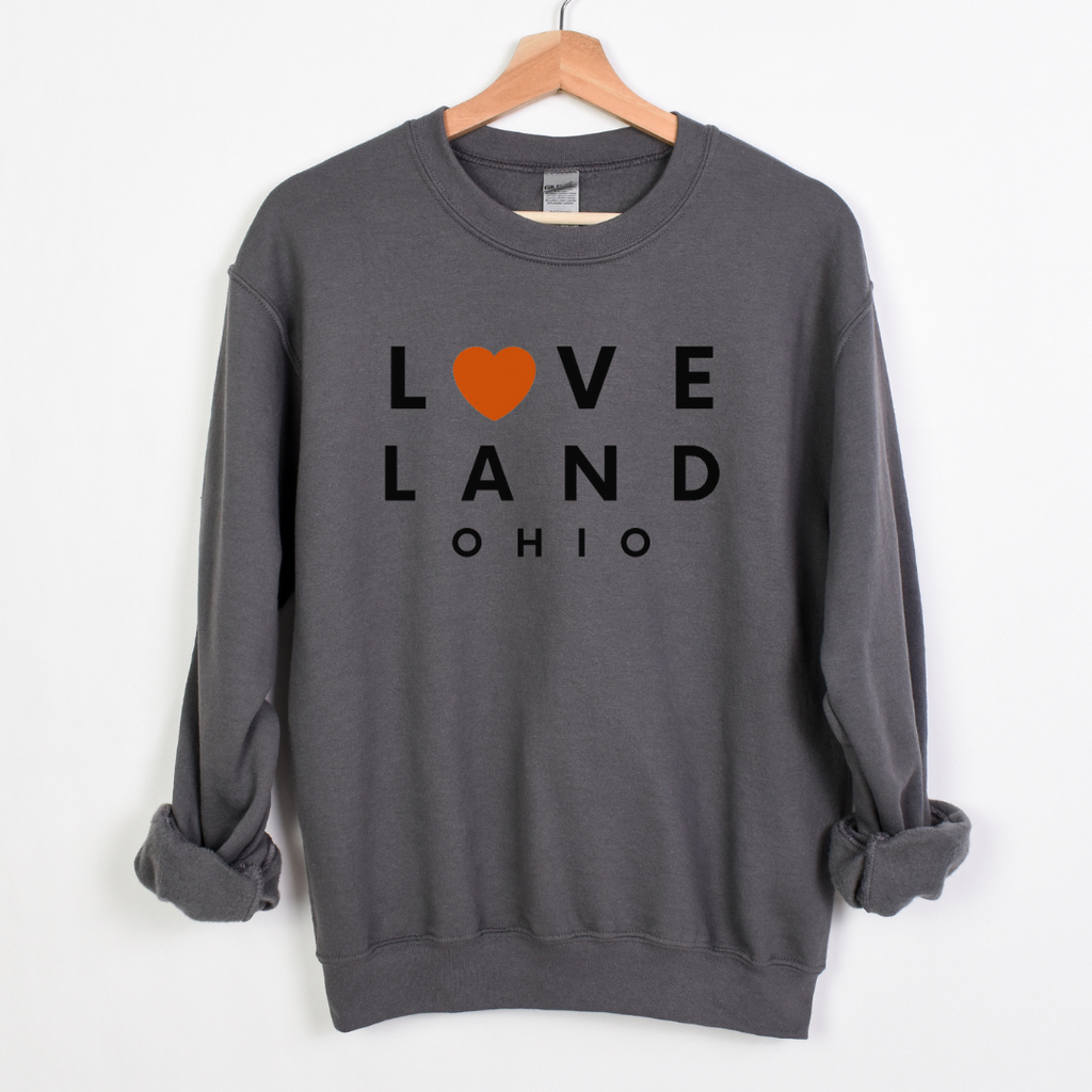 Loveland Heart Sweatshirt on Deep Heather Lemons and Limes Boutique