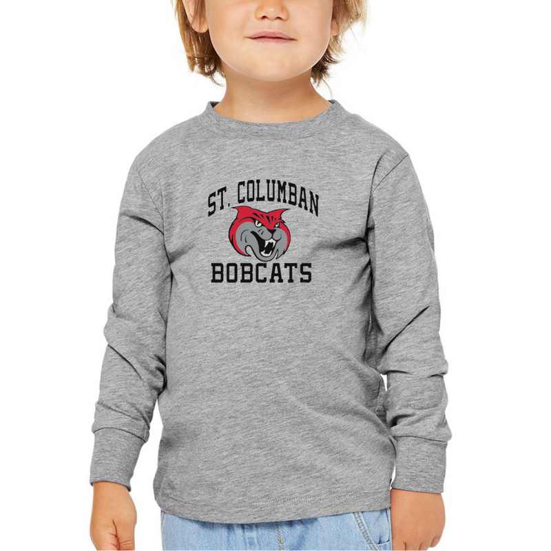 Saint Columban Bobcats Long Sleeve T-Shirt on Athletic Gray-TODDLER--Lemons and Limes Boutique