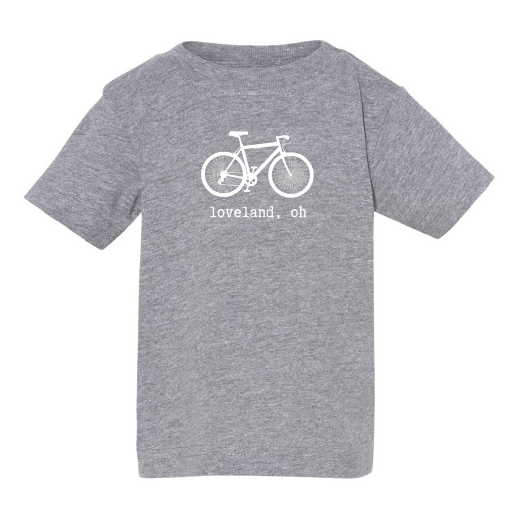 Loveland Ohio Vintage Bike TShirt on Deep Heather GrayINFANT Lemons