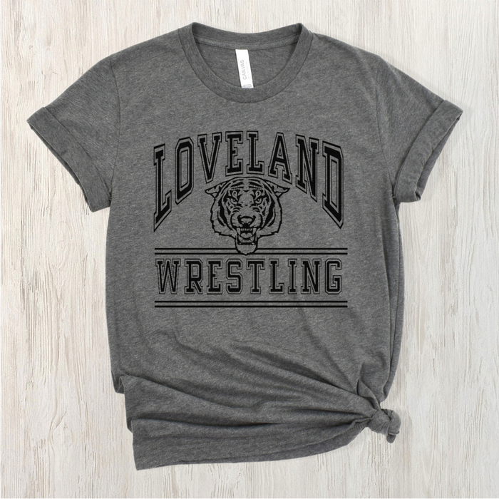 Loveland Wrestling T-Shirt on Deep Heather--Lemons and Limes Boutique