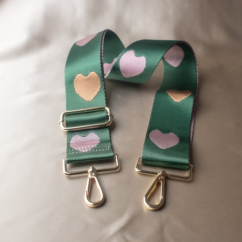 Green Hearts Purse Strap--Lemons and Limes Boutique