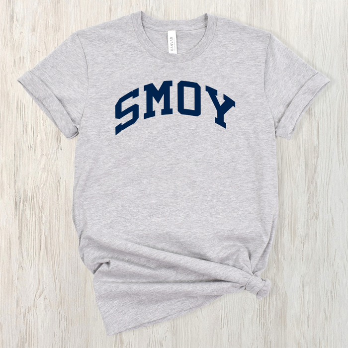 SMOY Navy Curved Block on Short Sleeve Tee - Adult-Athletic Grey-XS-Lemons and Limes Boutique