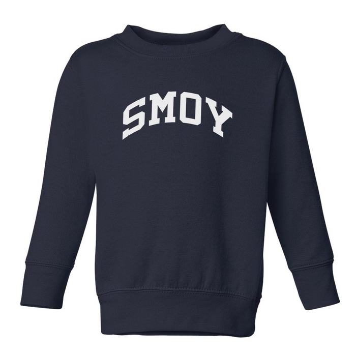 SMOY White Curved Crewneck Sweatshirt on Navy-TODDLER--Lemons and Limes Boutique