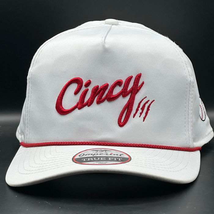 Rope Hat in White With Red Logo by The Cincy Hat--Lemons and Limes Boutique