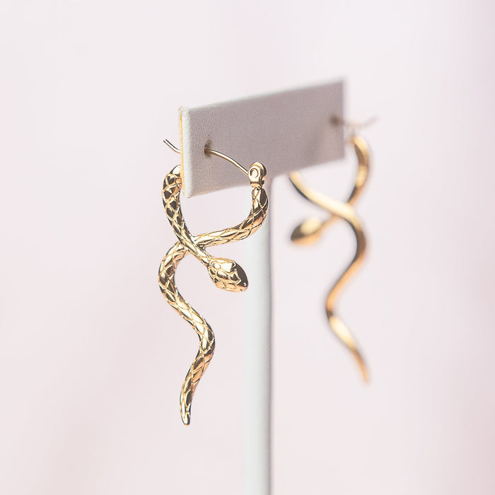 Reputation Snake Dangle Earrings in Gold--Lemons and Limes Boutique