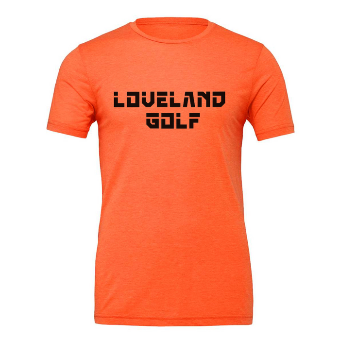 Digitized Loveland Golf T-Shirt on Orange--Lemons and Limes Boutique
