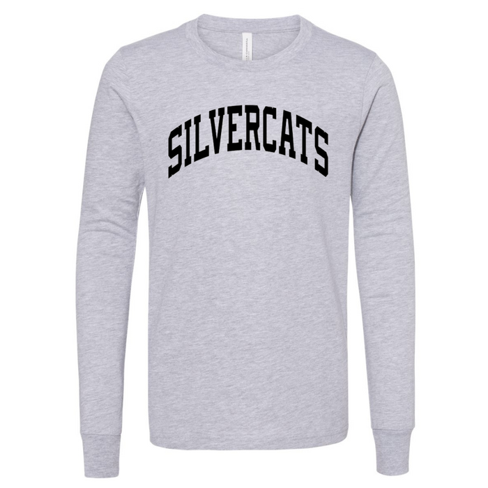 Silvercat Curved Block on Long Sleeve Tee - Youth-Athletic Grey-Small-Lemons and Limes Boutique