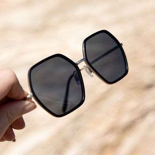 Addyson Sunglasses in Matte Onyx with Gold Smoke Polarized  display picture 1