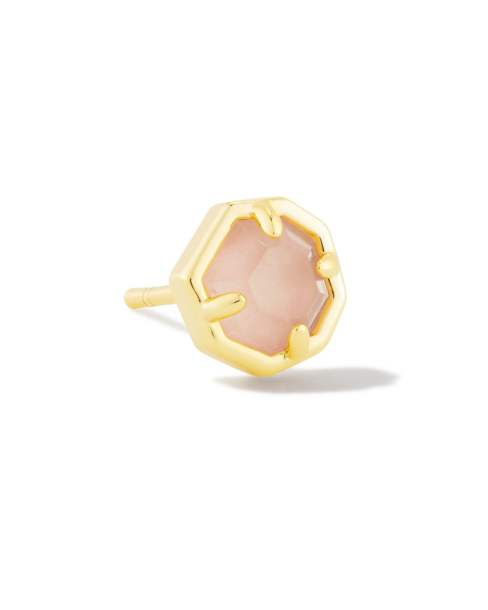 Nola Single Stud Earring in Gold Rose Quartz by Kendra Scott-EARRINGS-Lemons and Limes Boutique