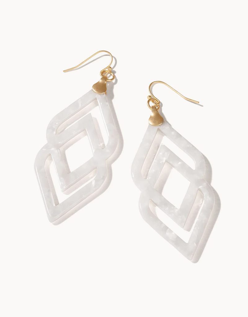 Deco Drama White Shimmer Earrings Spartina--Lemons and Limes Boutique