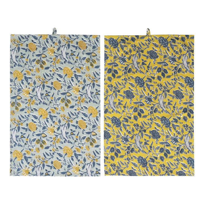 Cotton Tea Towels with Floral Pattern--Lemons and Limes Boutique