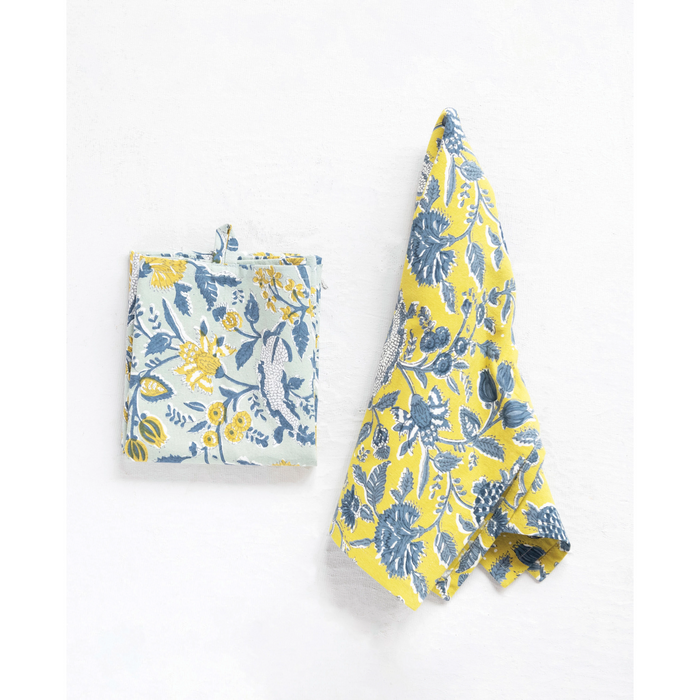 Cotton Tea Towels with Floral Pattern