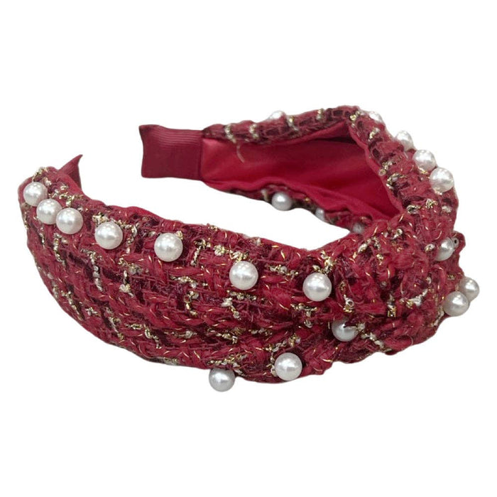It Girl Pearl Headband in Red--Lemons and Limes Boutique
