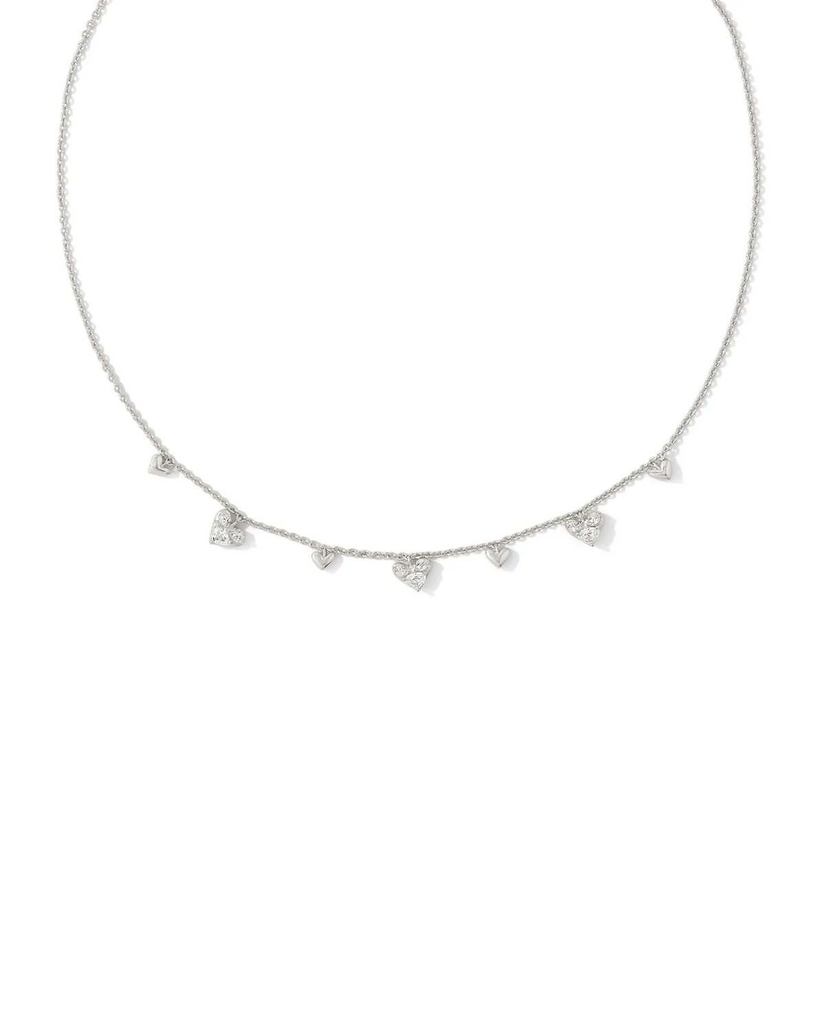 Haven Silver Heart Crystal Choker Necklace in White Crystal by Kendra Scott-BRACELETS-Lemons and Limes Boutique