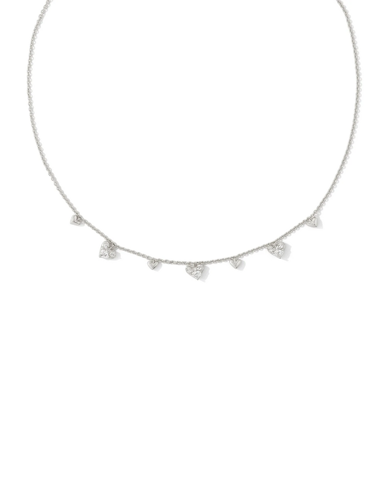 Haven Silver Heart Crystal Choker Necklace in White Crystal by Kendra Scott-BRACELETS-Lemons and Limes Boutique