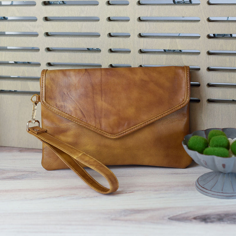 Baldwin Genuine Leather Clutch-Honey-Lemons and Limes Boutique