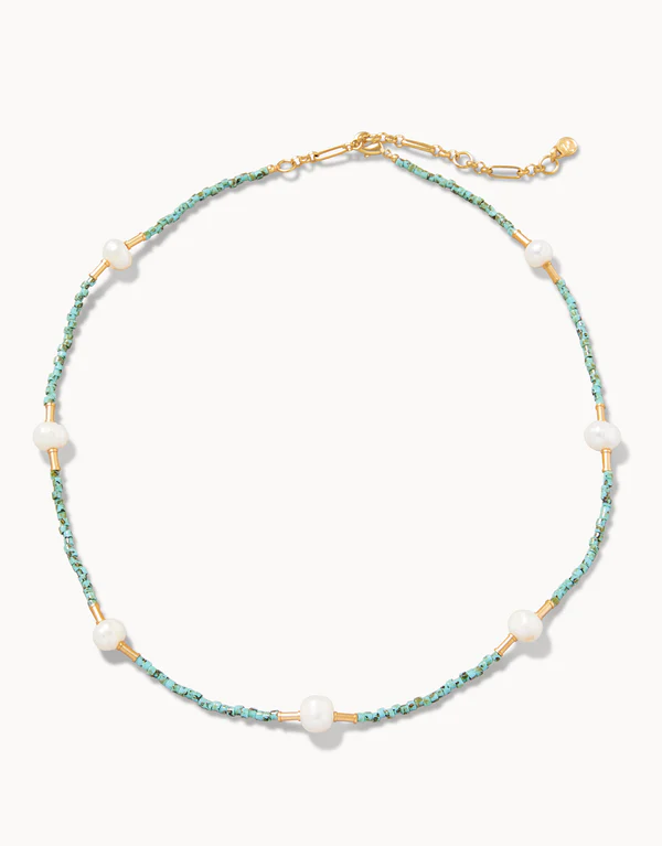 Pearl Bitty Bead Necklace in Teal Spartina--Lemons and Limes Boutique