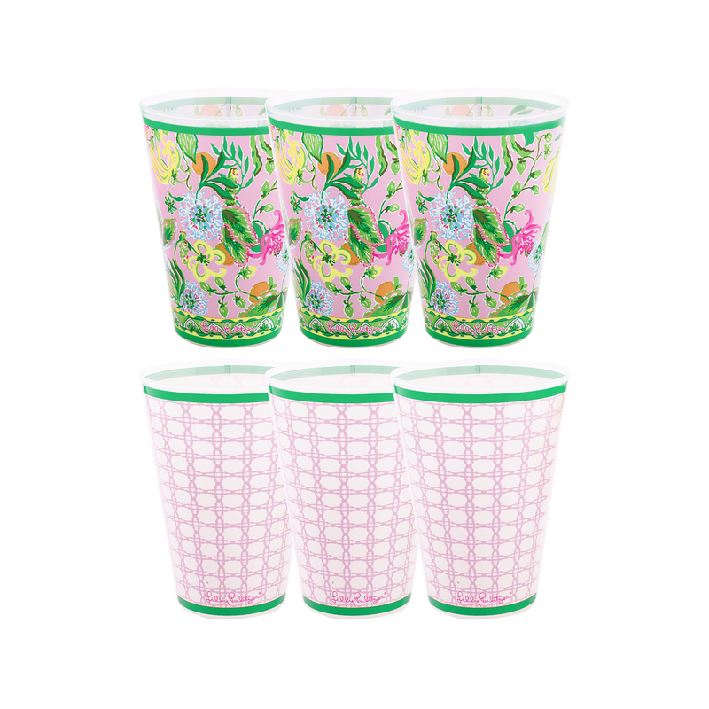 Pool Cup Set in Via Amore Spritzer and Conch Shell Pink by Lilly Pulitzer--Lemons and Limes Boutique