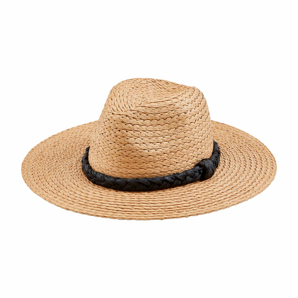 Tan Braided Straw Fedora--Lemons and Limes Boutique