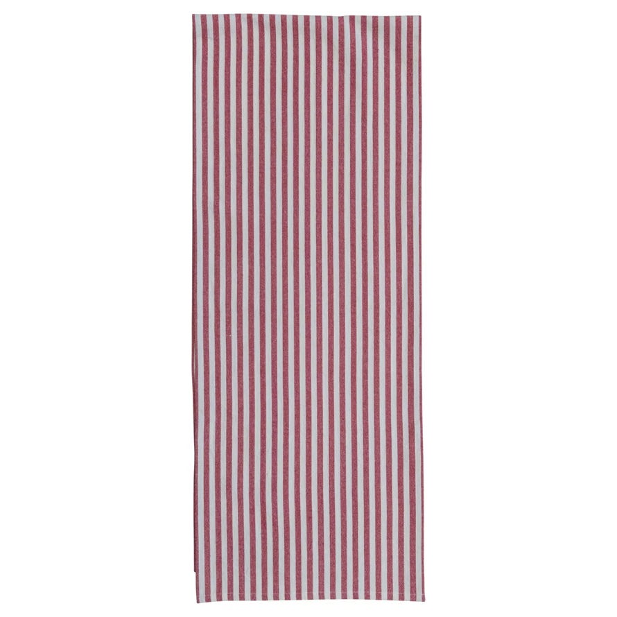 Woven Cotton Table Runner w/ Stripes, Red & White--Lemons and Limes Boutique